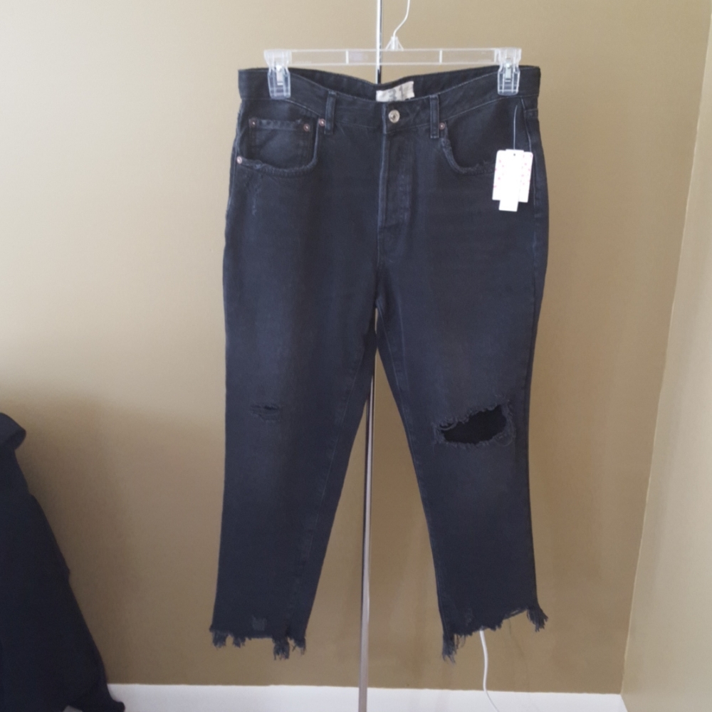 Free People Cropped Distressed Jeans